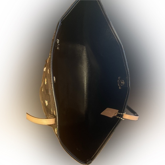 EUC Coach Brown Signature Coated Canvas and Leather Floral Print City Tote - Picture 5 of 12